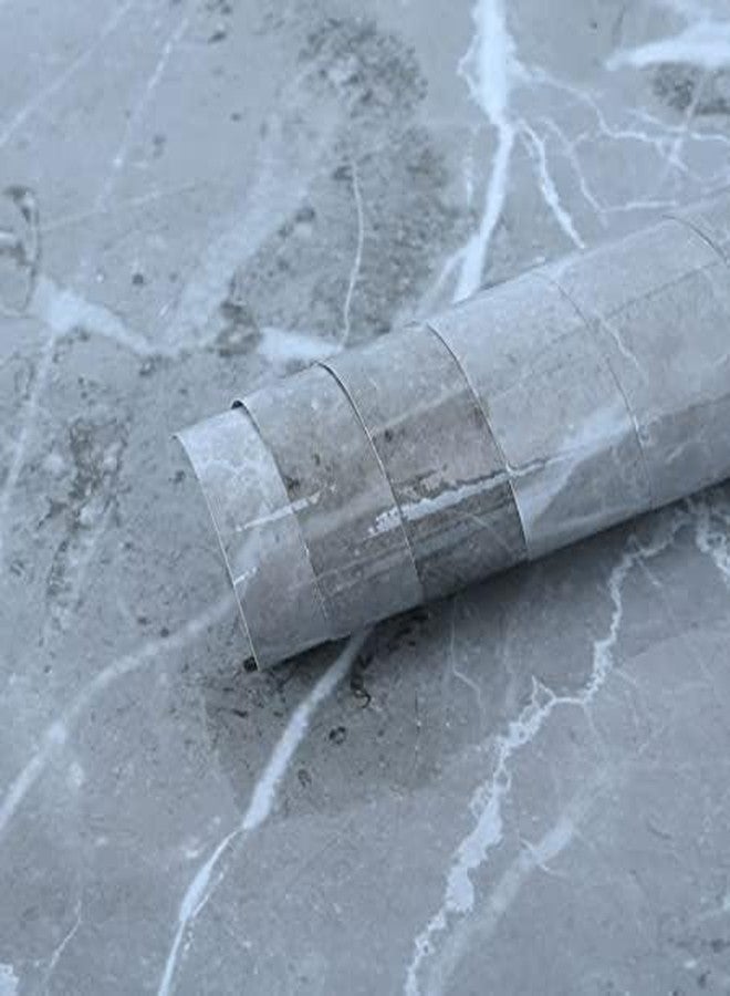 ICHHA HOUSE ورق جدران فينيل رخامي ذاتي اللصق وقابل للإزالة من إيشا هاوس، ورق جدران للمطبخ، ملصقات جدران الحمام من مادة PVC، ورق جدران للثلاجة، سطح الطاولة، الجدران، الأرضيات، المنزل والمطبخ (60 طول × 200 عرض، رمادي) - Image 1